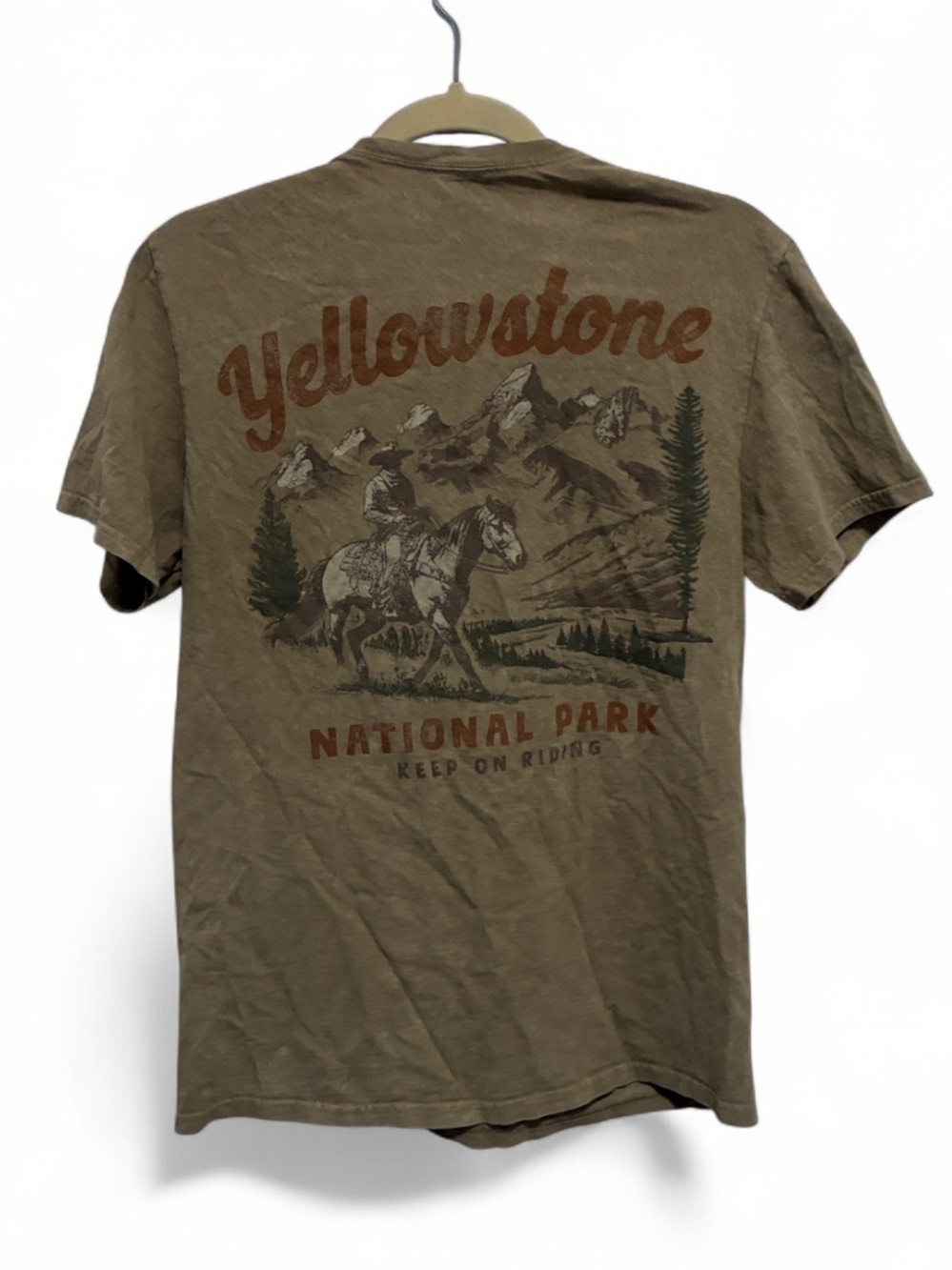 Bowery Yellowstone Graphic Tan Short Sleeve Tee Shirt